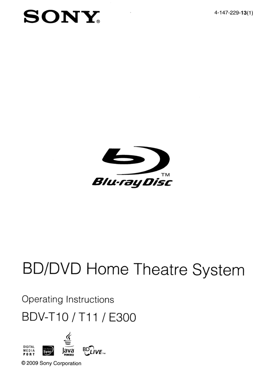 Sony BDV-T10 - Blu-ray Disc™ / Dvd Home Theater... User manual Sony BDV-T10 - Blu-ray Disc™ / Dvd Home Theater... User manual