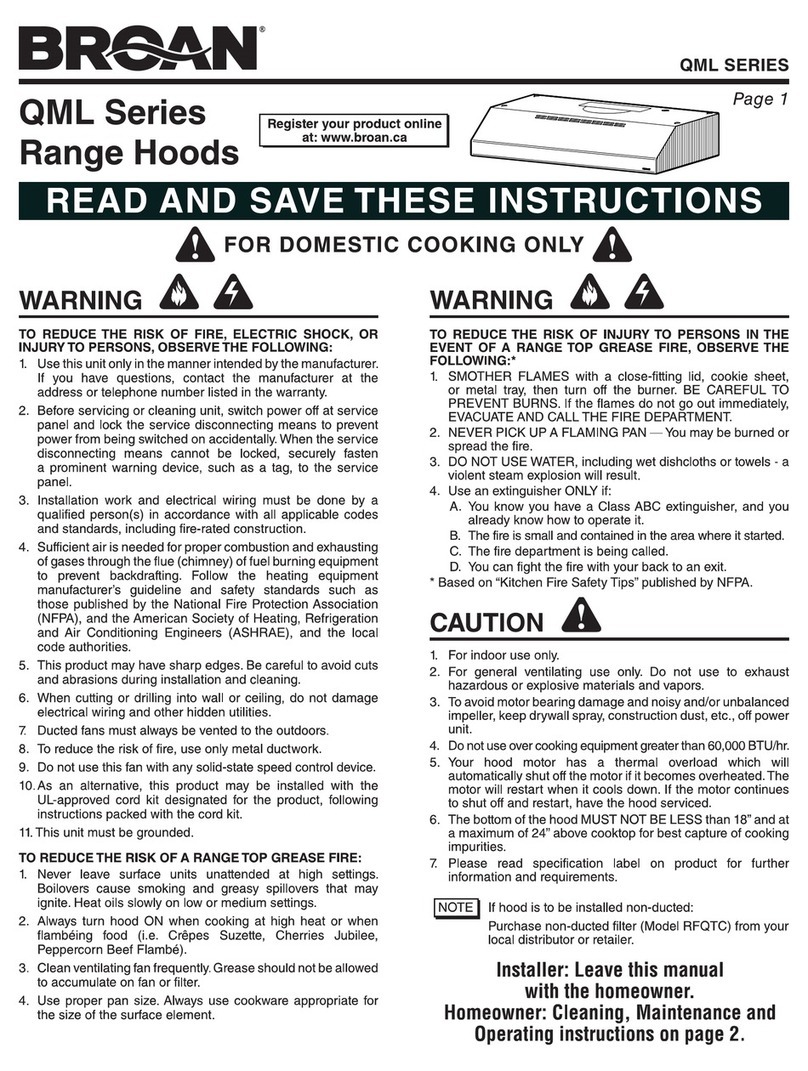Broan QML Series User manual