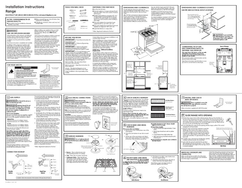 GE Range installation instructions