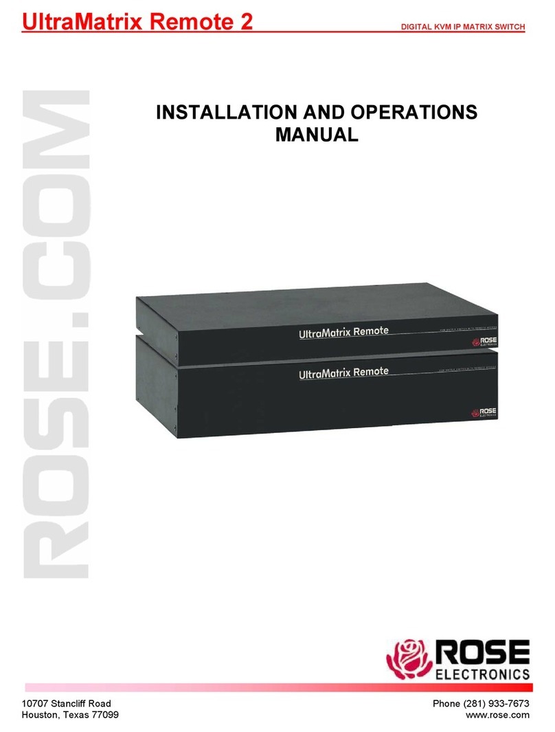 Rose electronics UltraMatrix Remote 2 Installation and operation manual