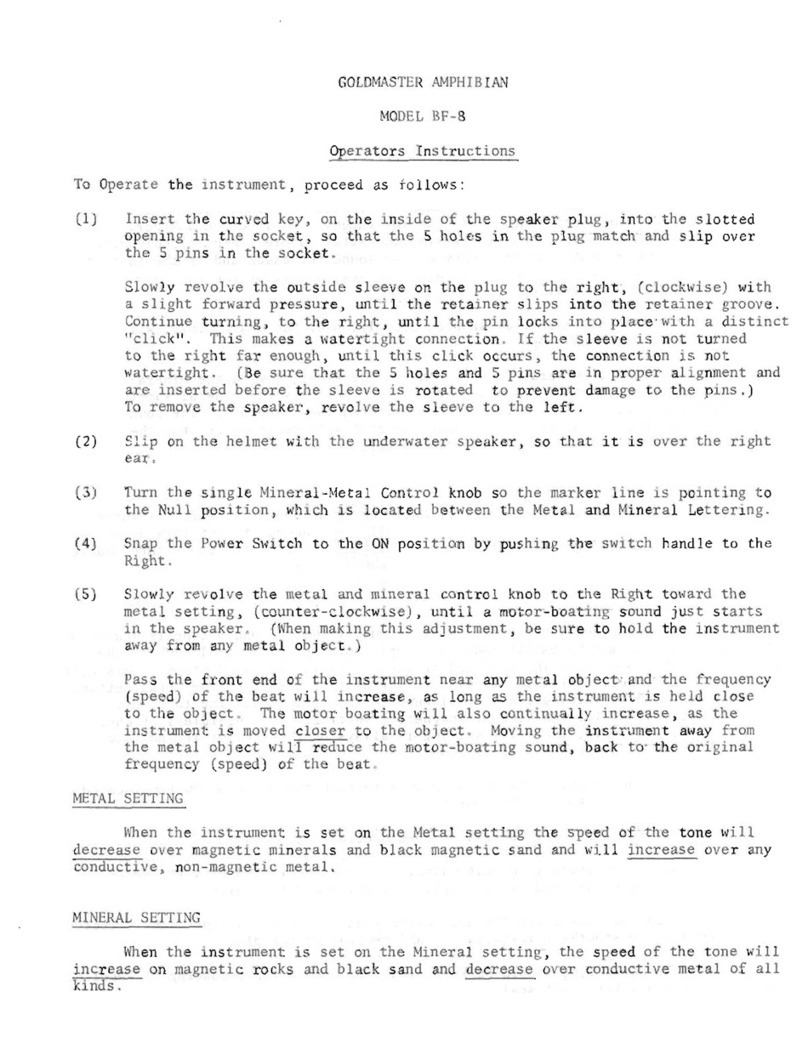 Goldmaster BF-8 Operator instructions