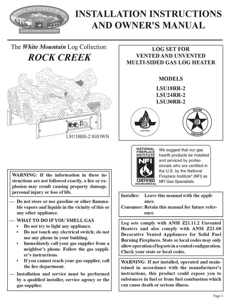 White Mountain Hearth ROCK CREEK LSU18RR-2 Installation instructions and owner's manual White Mountain Hearth ROCK CREEK LSU18RR-2 Installation instructions and owner's manual