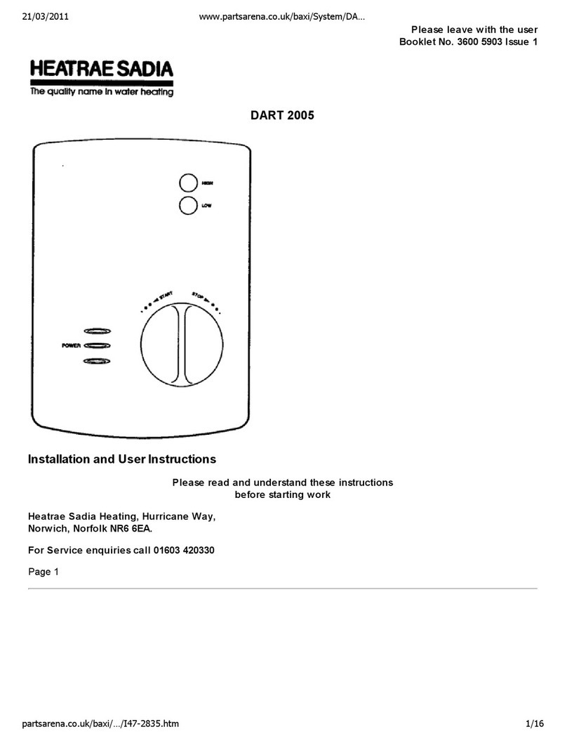 Heatrae Sadia DART 2005 Installation and user instructions
