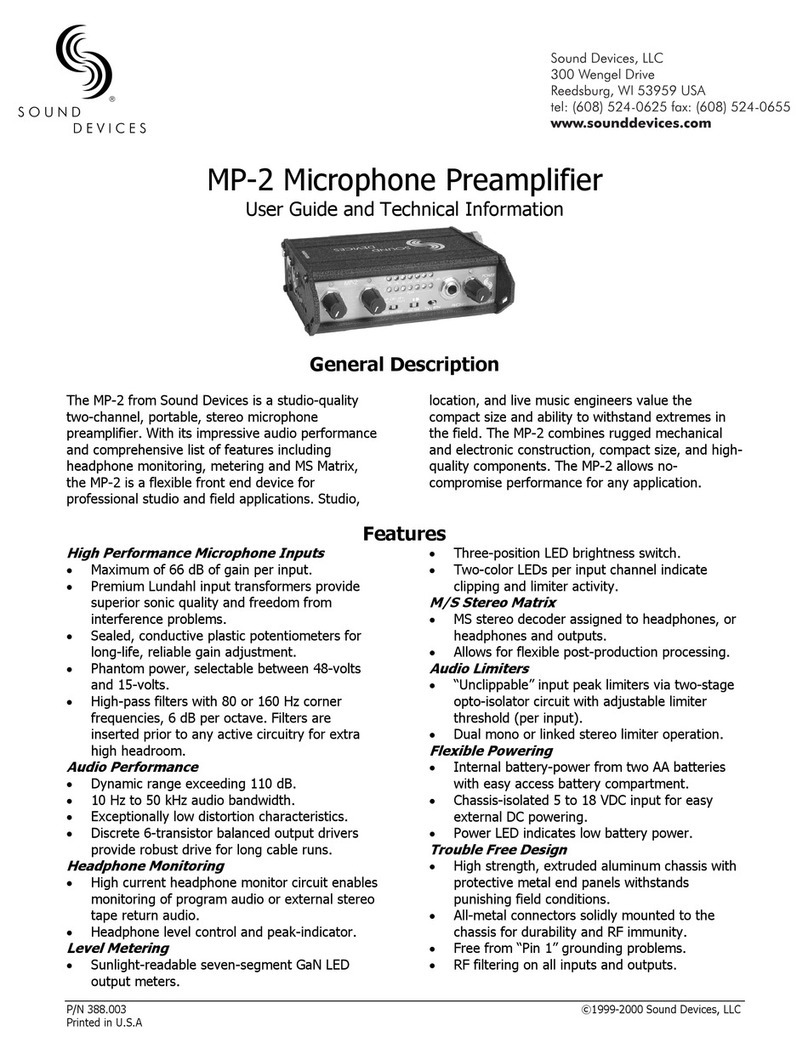 Sound Devices MP-2 User guide and technical information