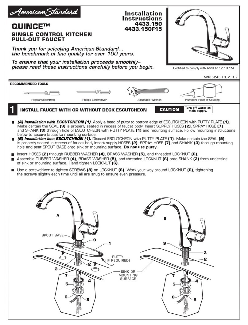American Standard QUINCE 4433.150F15 installation instructions