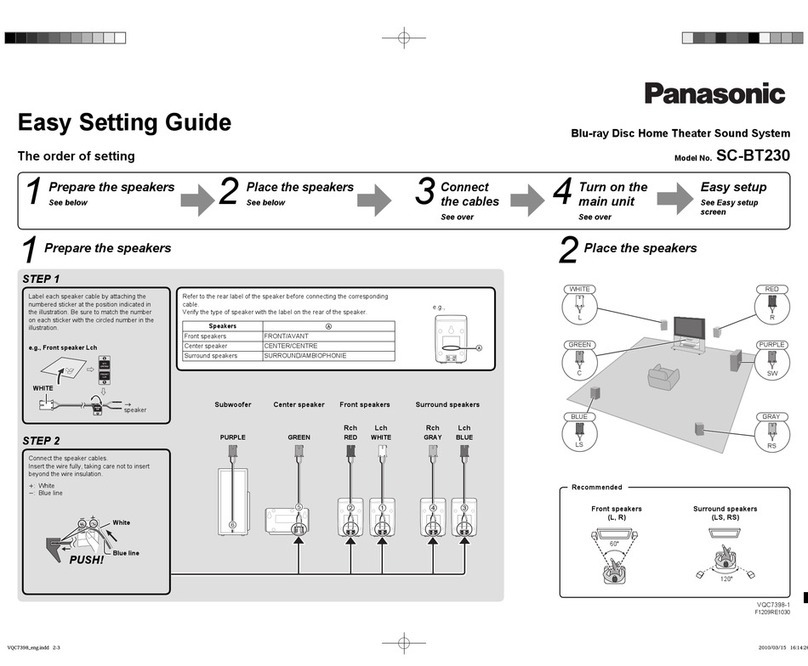 Panasonic SCBT230 - BLU RAY HOME THEATER SYSTEM Easy setting guide