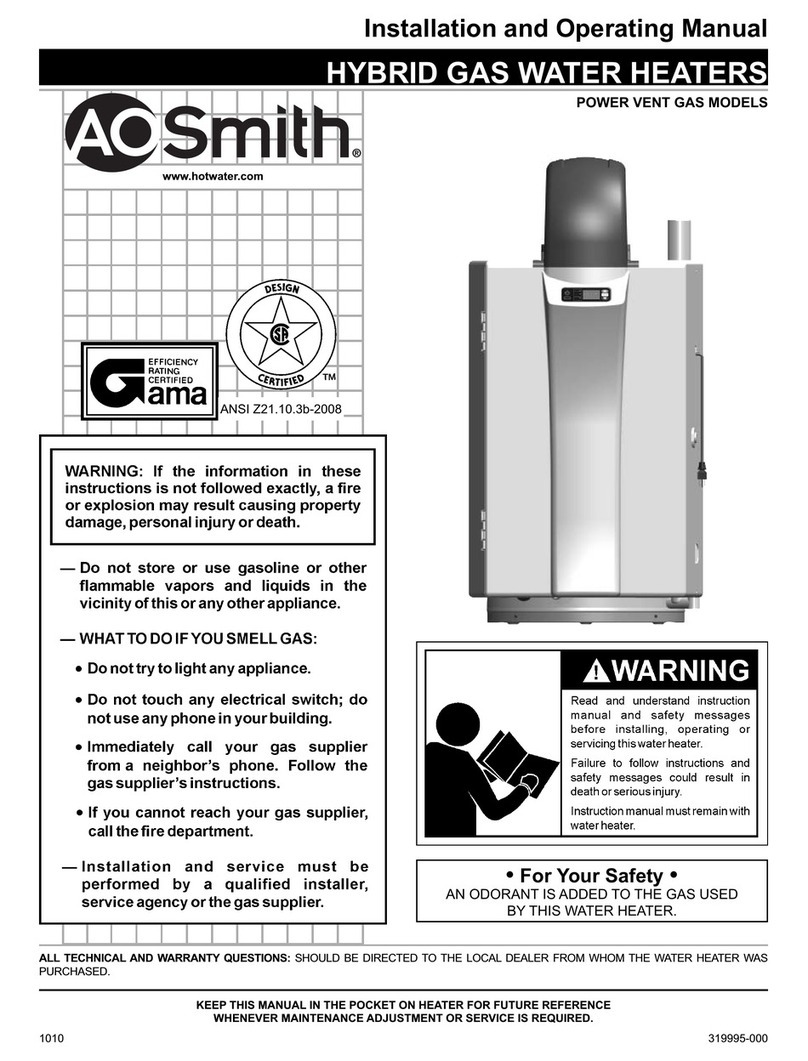 A.O. Smith Power Vent Gas Series User manual A.O. Smith Power Vent Gas Series User manual