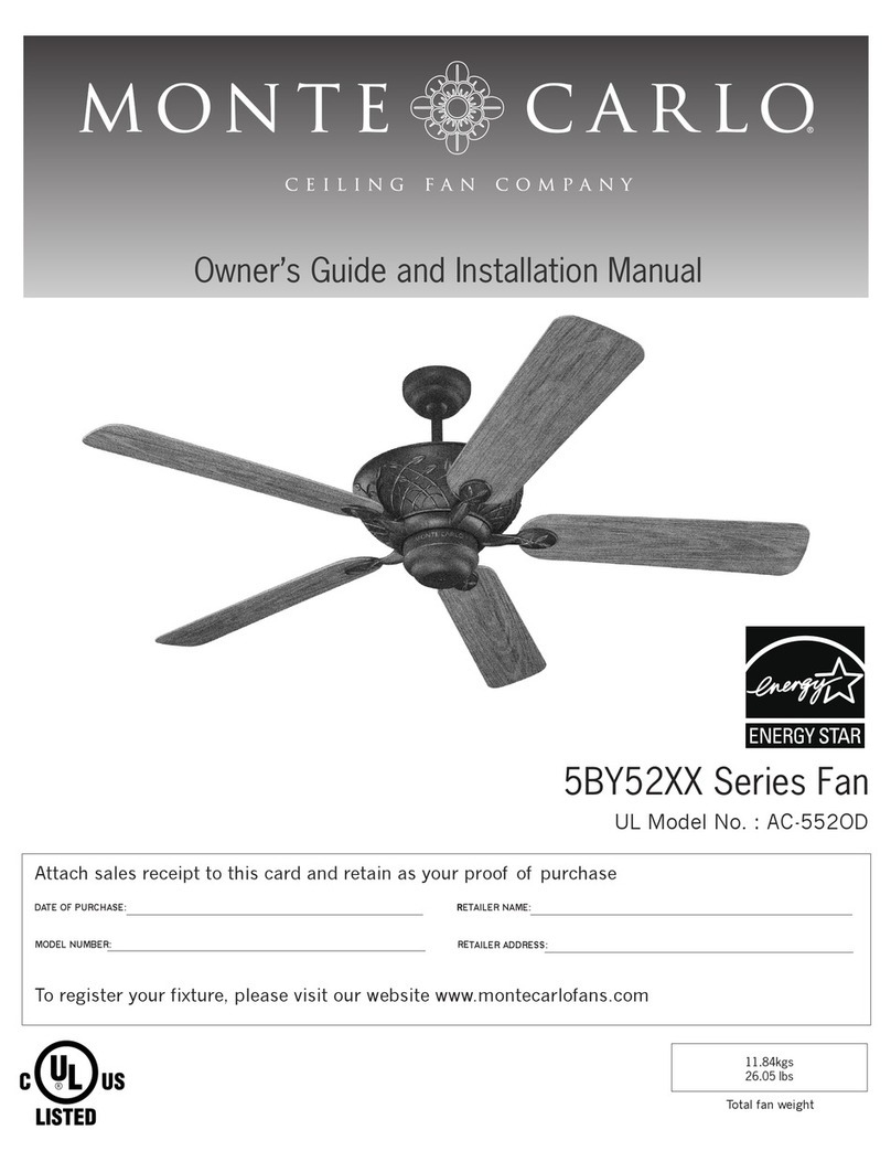 Monte Carlo Fan Company 5BY52 Series Owner's guide and installation manual