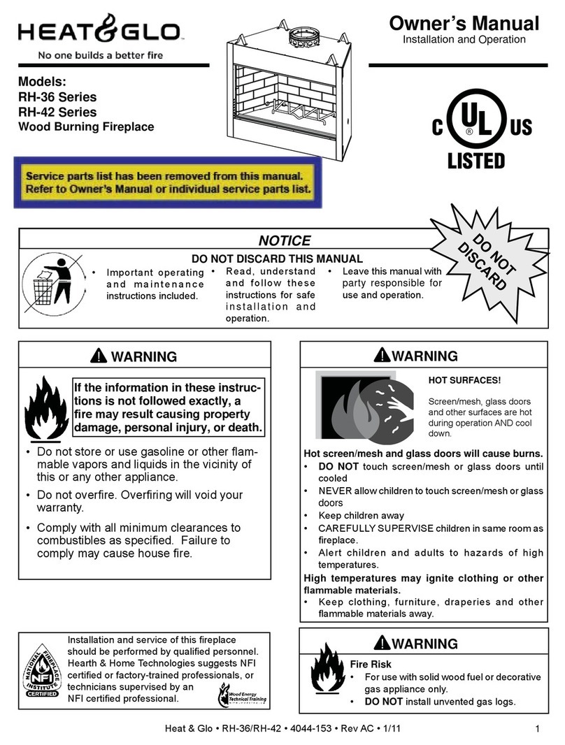 Heat & Glo Wood Burning Fireplace RH-36 Series User manual