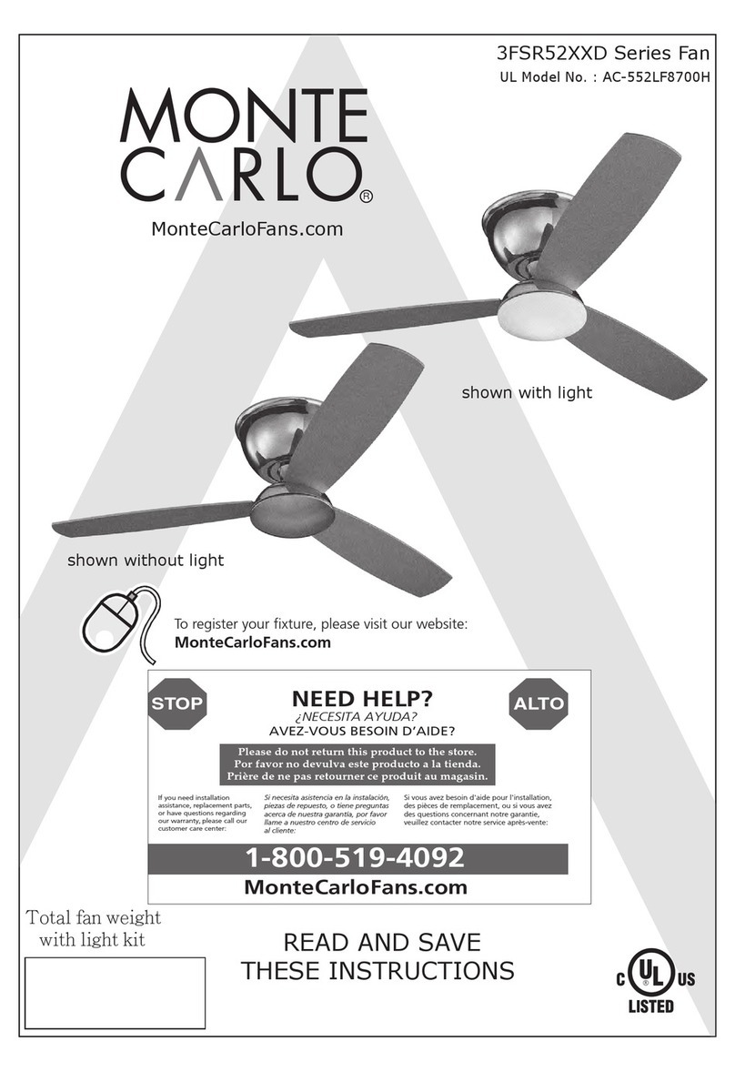 Monte Carlo Fan Company 3FSR52 series instructions