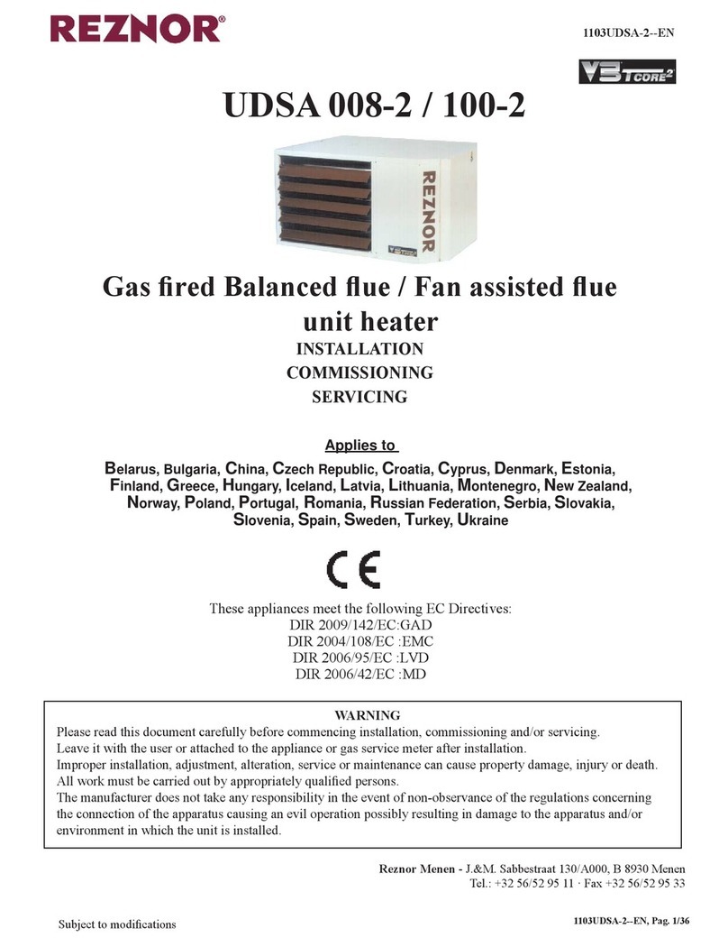 Reznor UDSA 008-2 Installation and servicing guide