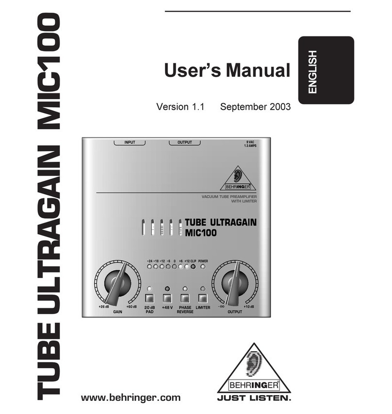 Behringer Tube Ultragain MIC100 user manual