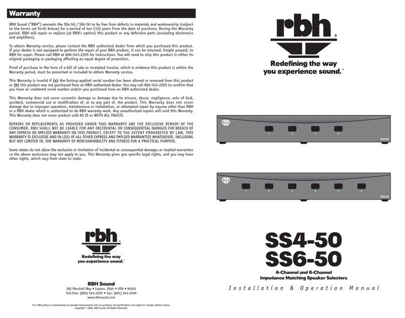 RBH Sound SS4-50 Installation & operation manual