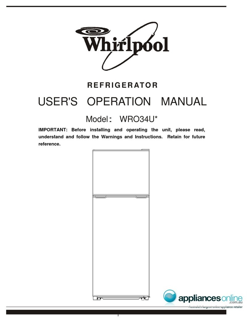Whirlpool WRO34U Series User's operation manual