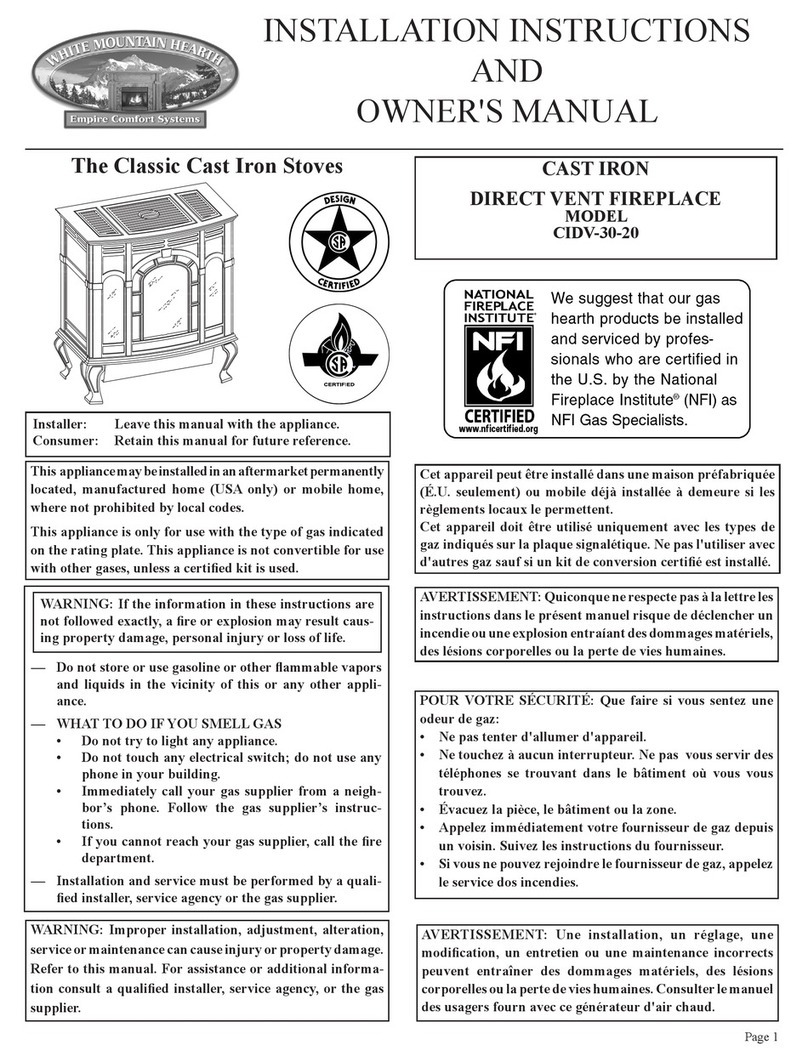 Empire Comfort Systems Classic CIDV-30-20 Installation instructions and owner's manual