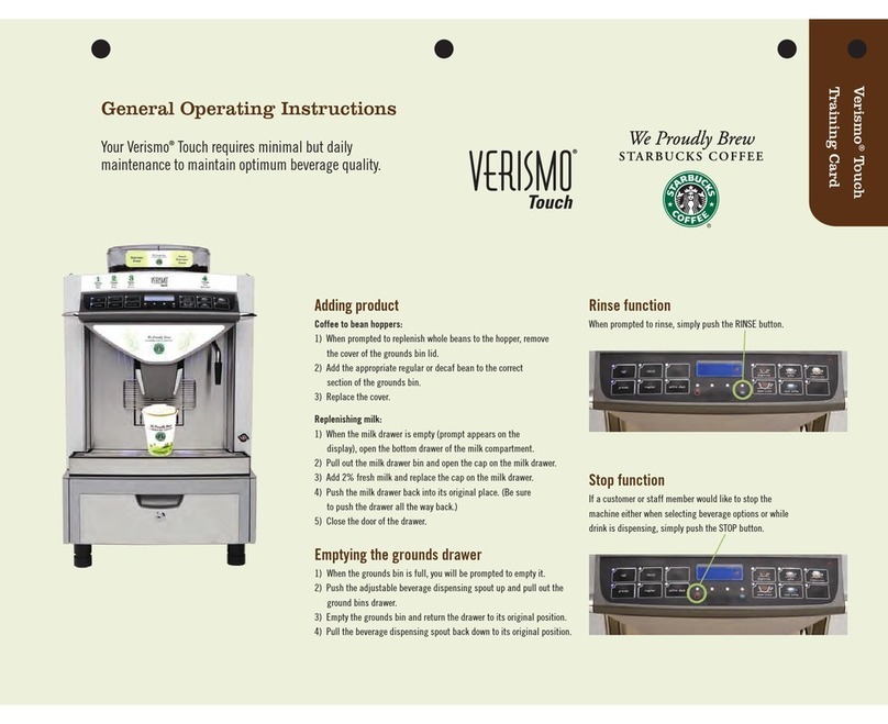 Verismo Touch General operating instructions