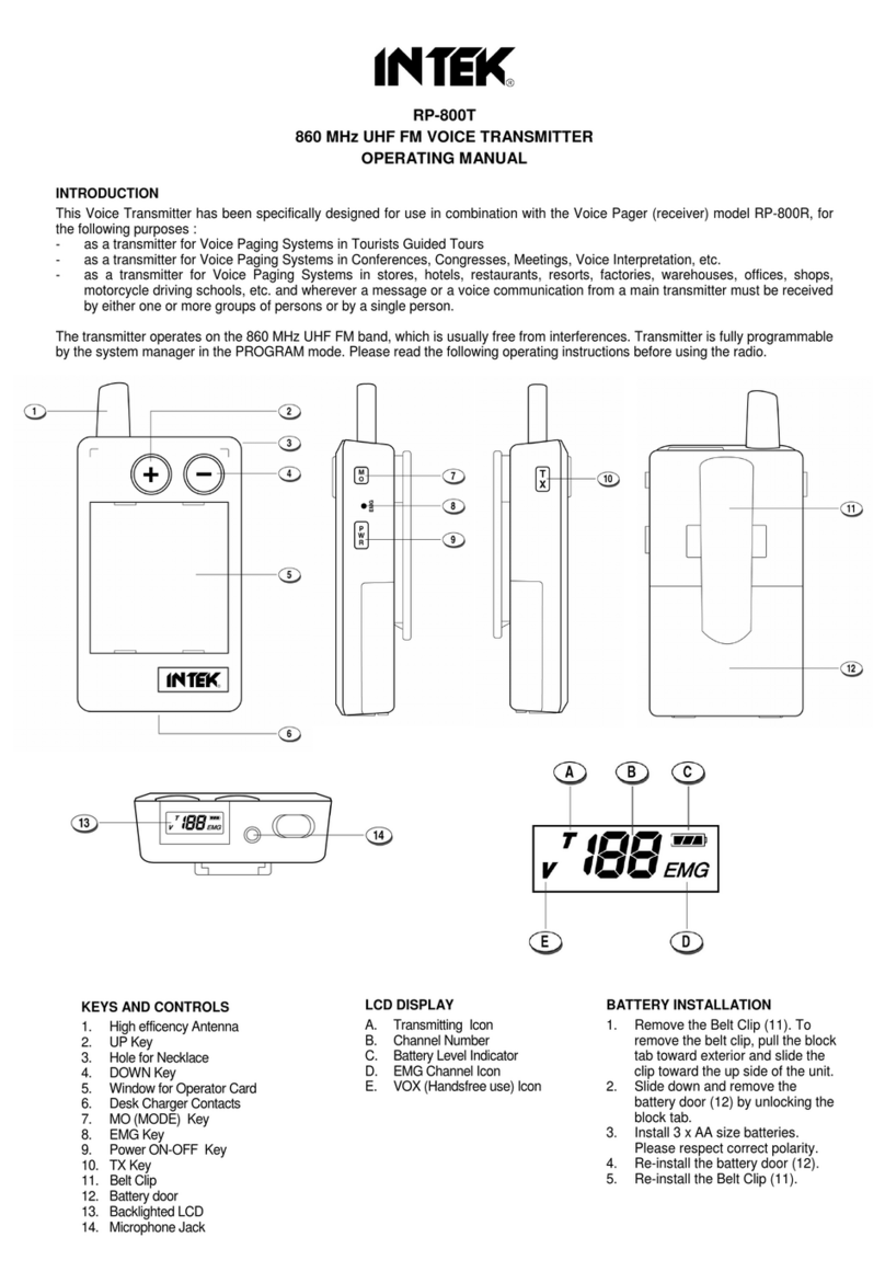 Intek RP-800T operating manual