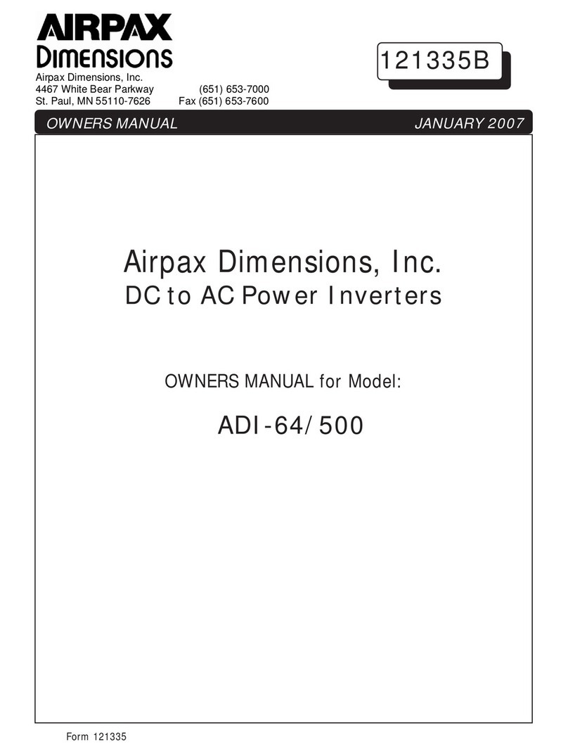 Airpax Dimensions ADI-64/500 owner's manual