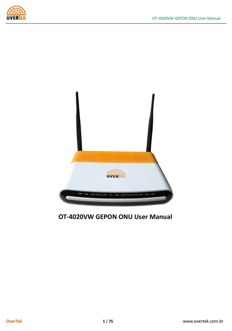 OverTek OT-4020VW GEPON ONU user manual OverTek OT-4020VW GEPON ONU user manual
