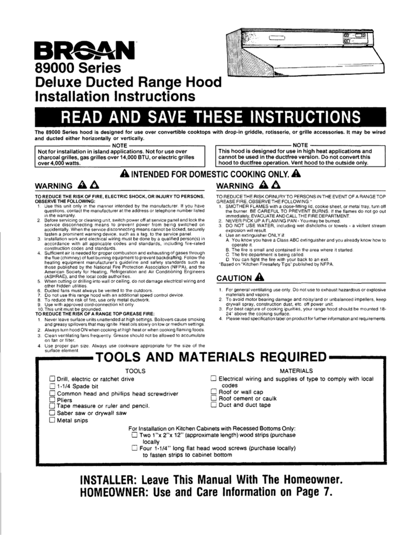 Broan 89000 Series User manual