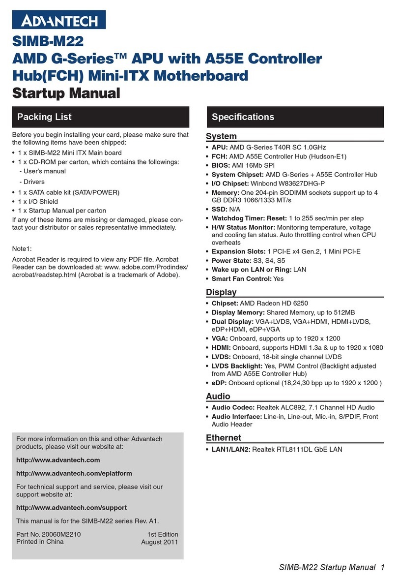Advantech SIMB-M22 Installation and operation manual