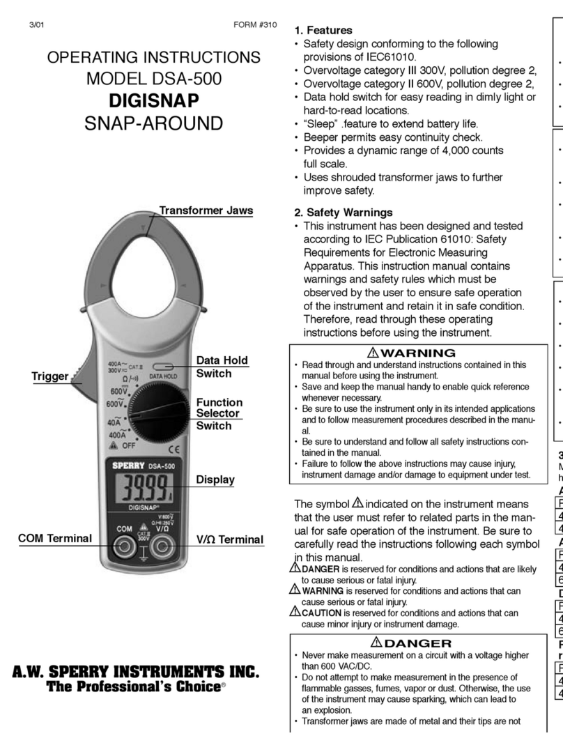 A.W. Sperry Instruments DSA-500 operating instructions