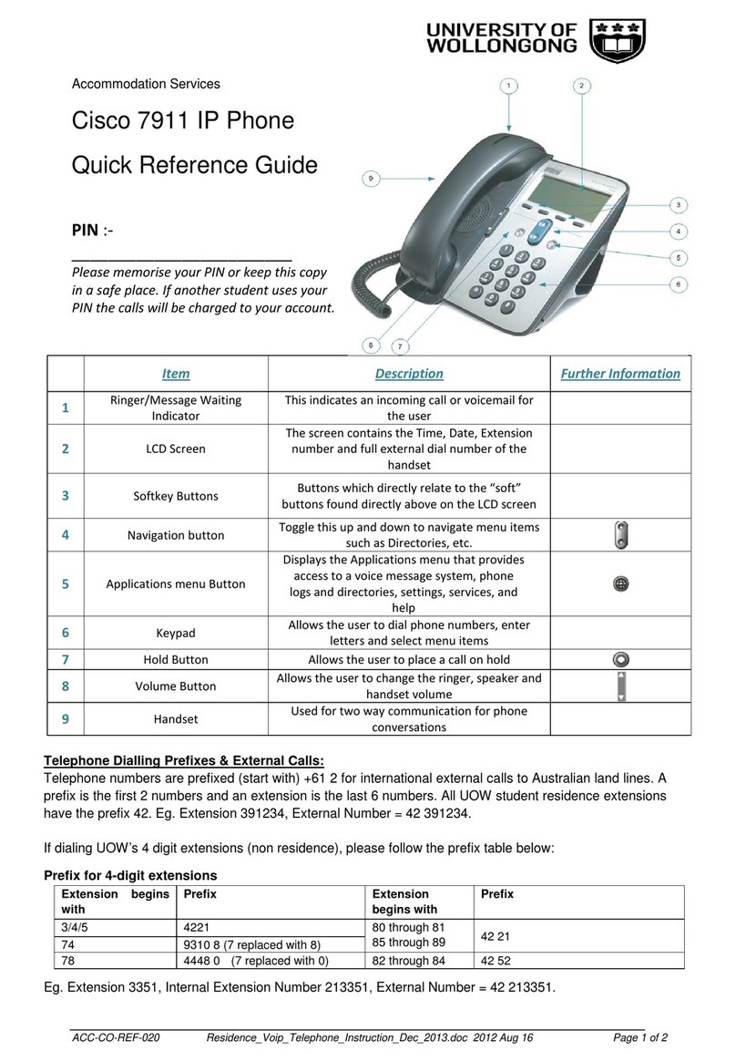 Cisco 7911 Quick reference guide Cisco 7911 Quick reference guide