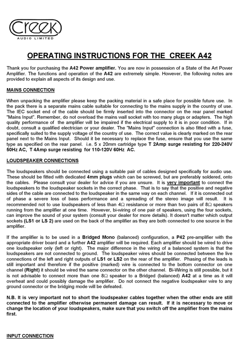 Creek Audio A42 operating instructions