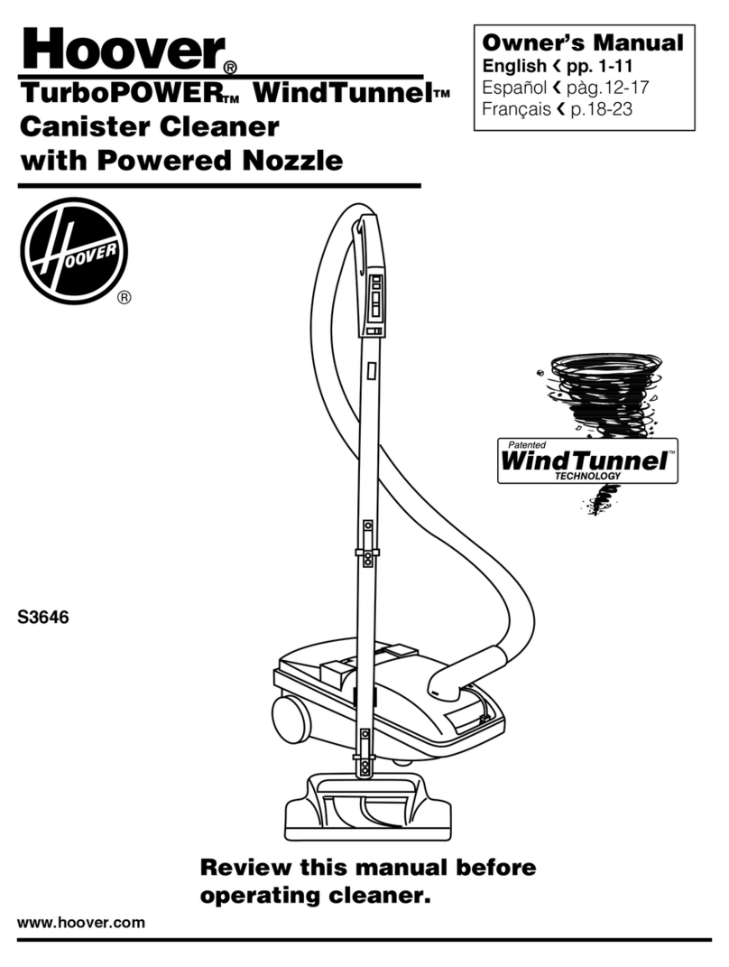Hoover TurboPOWER WindTunnel S3646 owner's manual