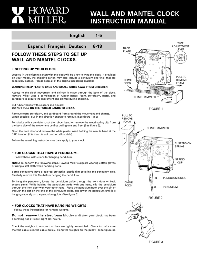 Howard Miller WALL AND MANTEL CLOCK instruction manual