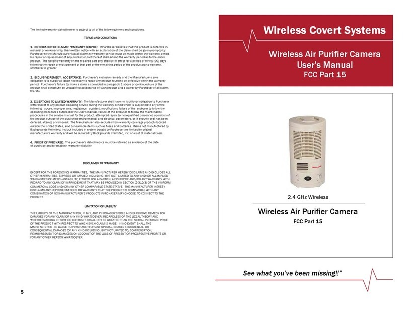 Covert Systems Wireless Air Purifier Camera user manual