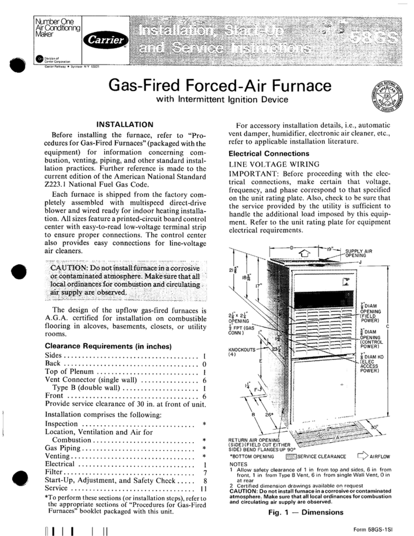 Carrier 58GS Series Dimensions and installation guide