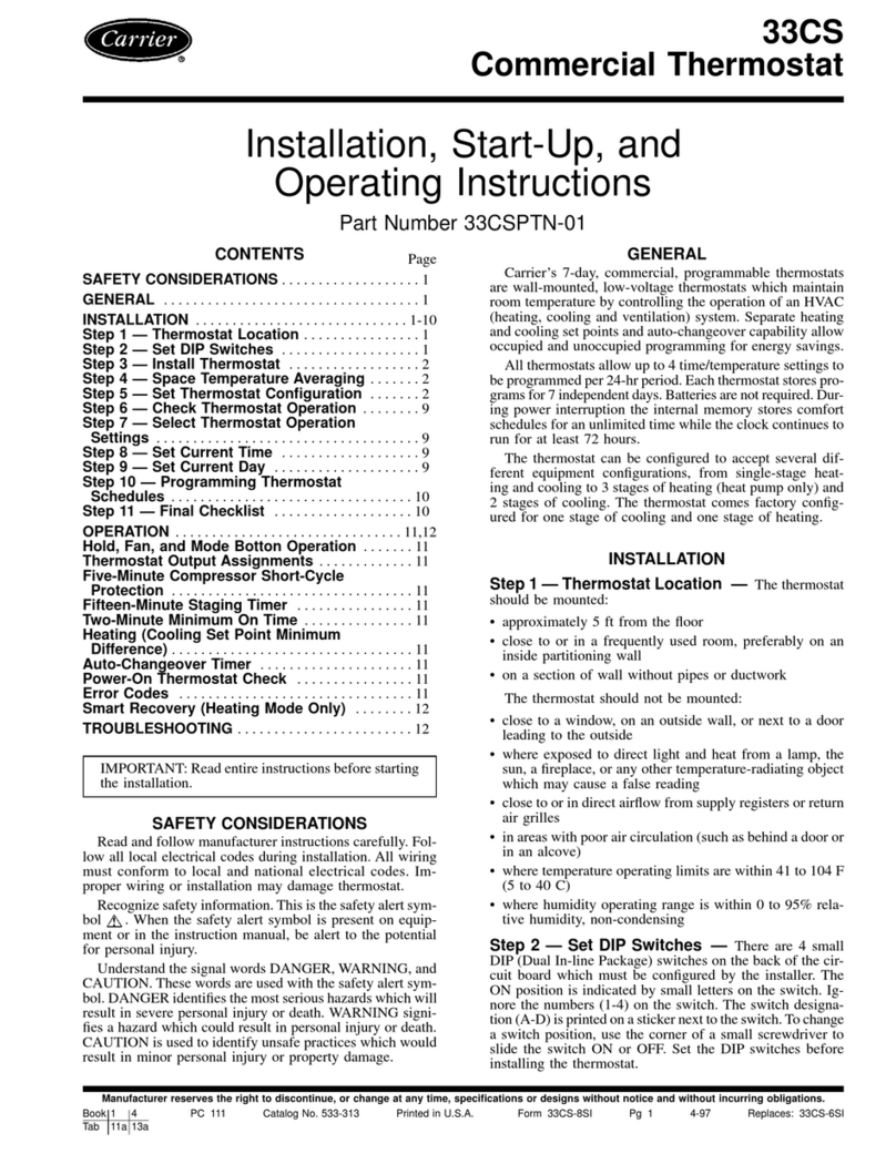 Carrier 33CS Installation, start-up, and operating instructions
