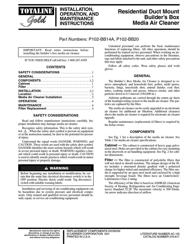 TOTALINE P102-BB14A Installation, operation and maintenance instructions