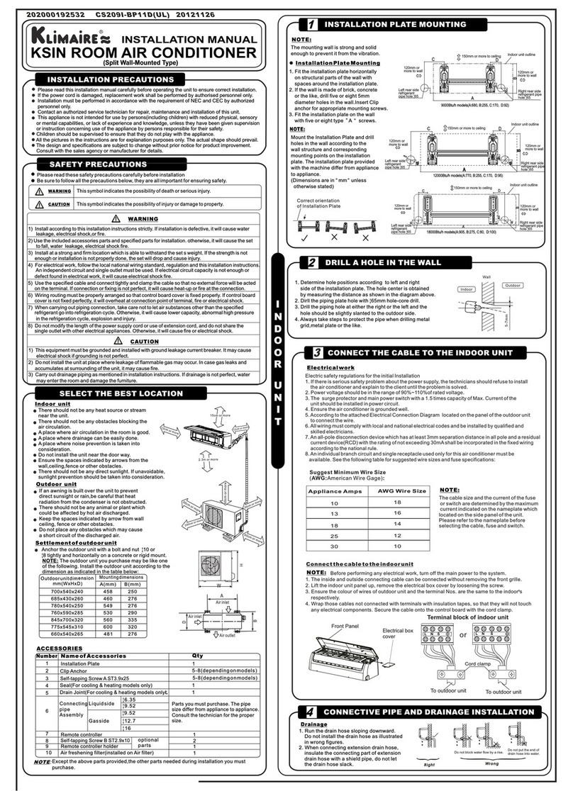 Klimaire KSIN Series User manual