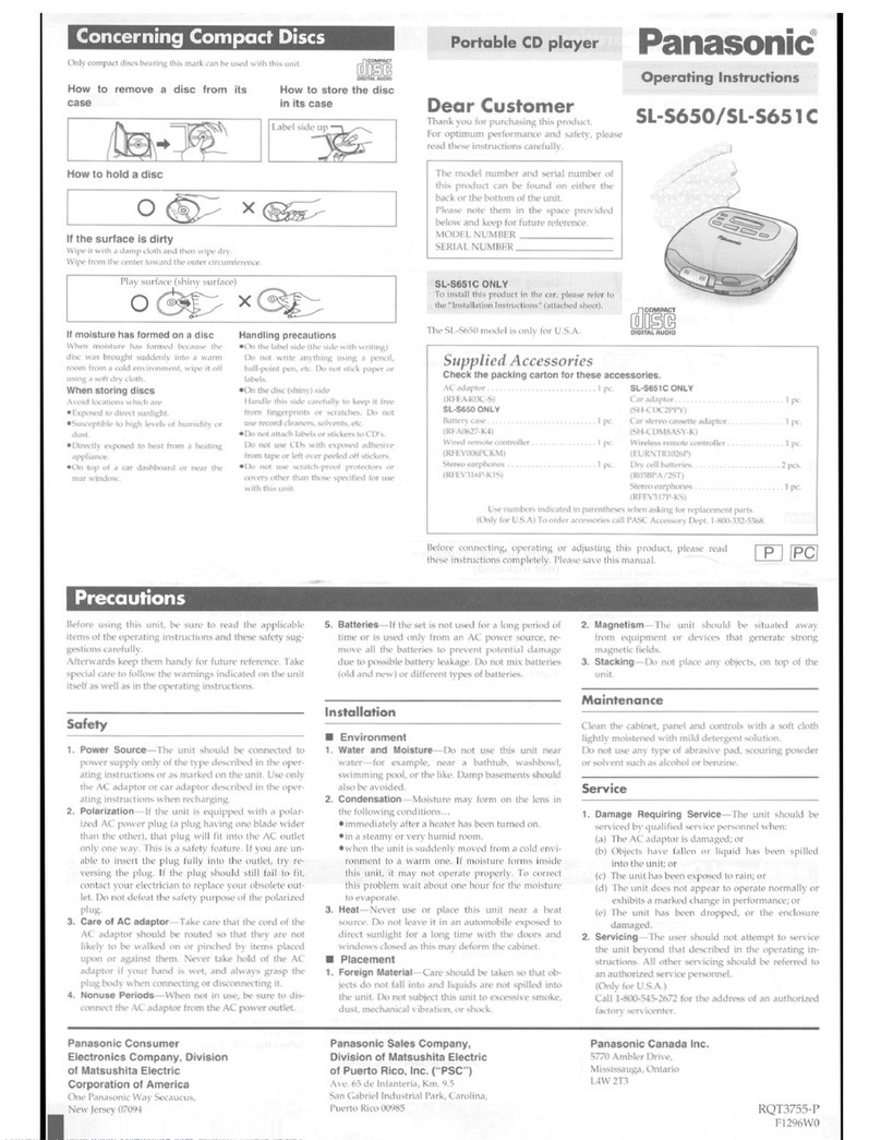 Panasonic SL-S650 operating instructions