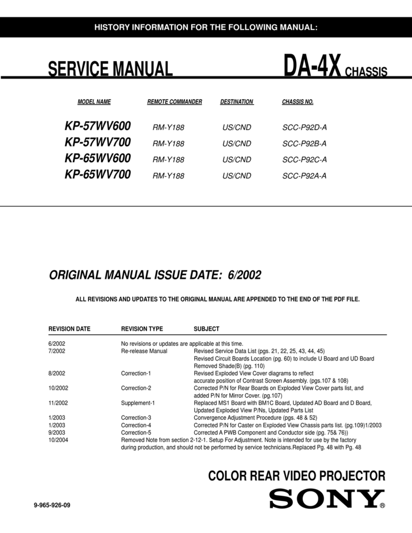 Sony KP-57WV600 - 57"hi-scan 1080i 16:9 Projection... Service manual Sony KP-57WV600 - 57"hi-scan 1080i 16:9 Projection... Service manual