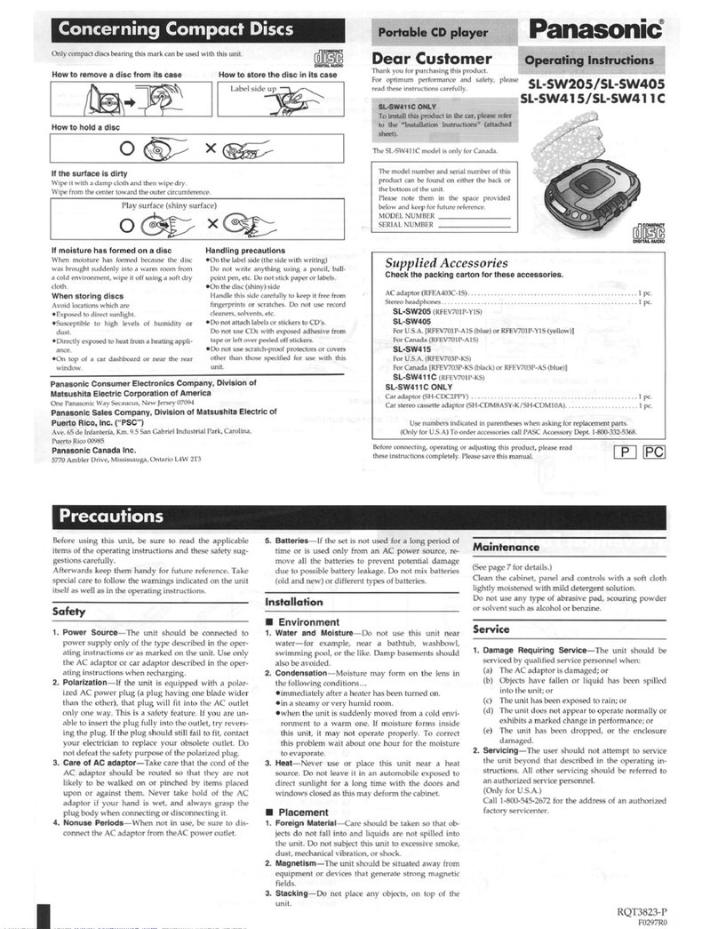 Panasonic Sl-SW205 User manual