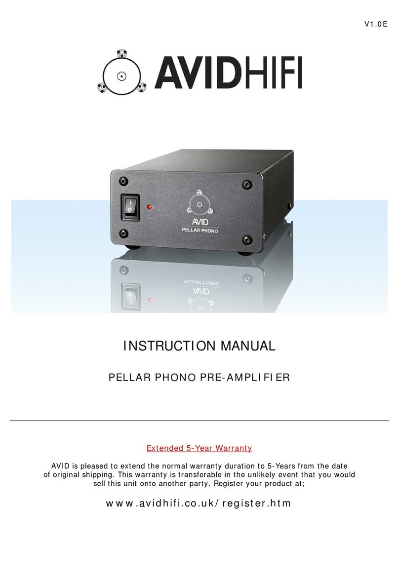 Avid Technology PELLAR PHONO PRE-AMPLIFIER User manual