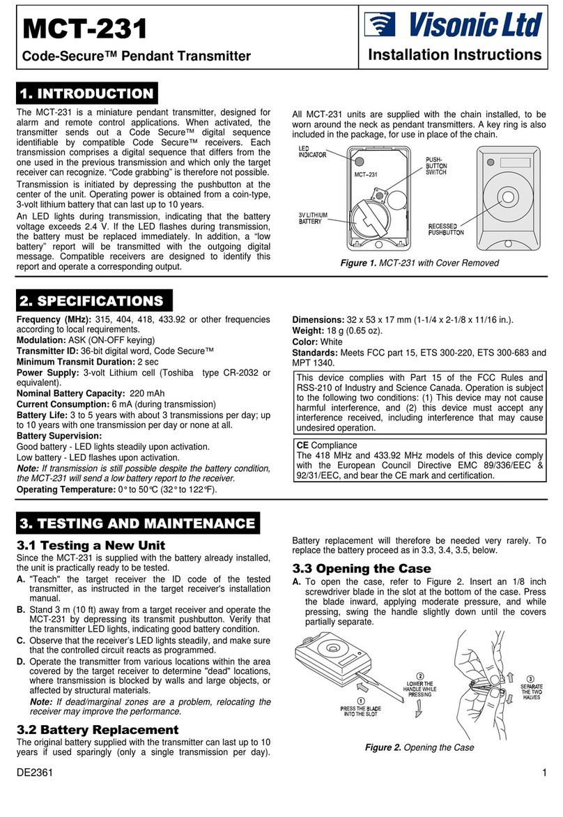 Visonic Code-Secure MCT-231 installation instructions