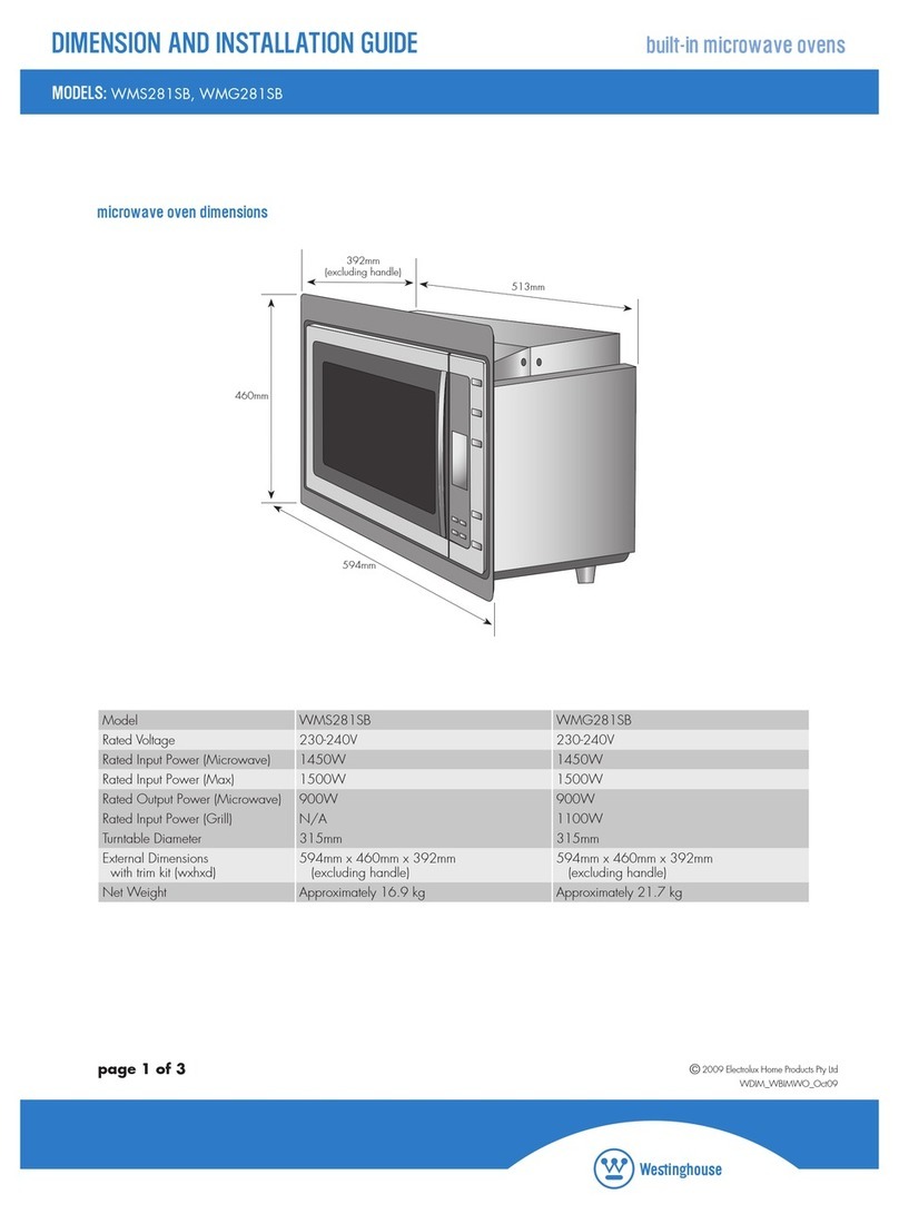 Westinghouse WMS281SB Dimension and installation guide