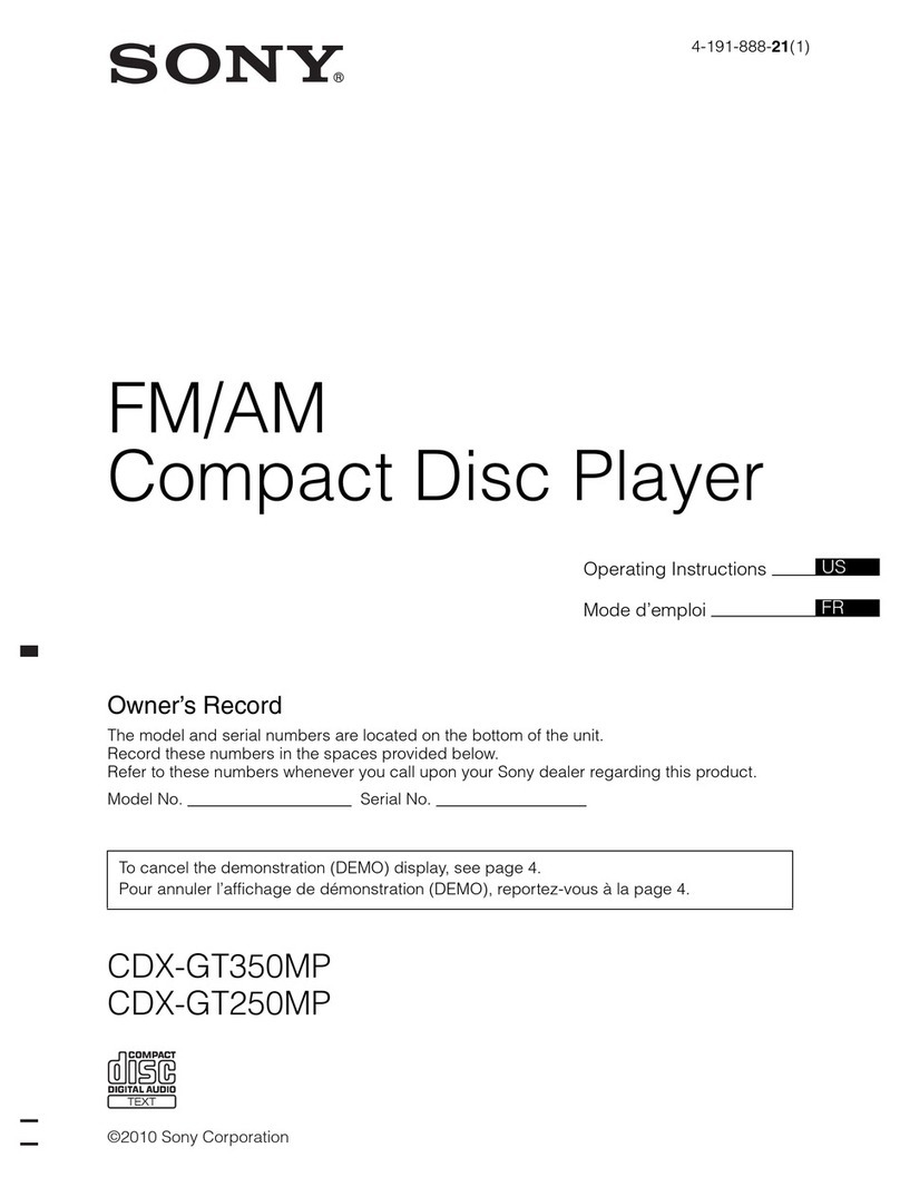 Sony CDX-GT350MP - Fm/am Compact Disc Player operating instructions