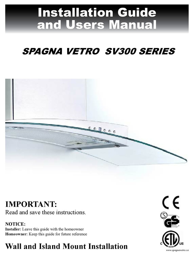 Spagna Vetro SV300 SERIES Installation guide and user's manual