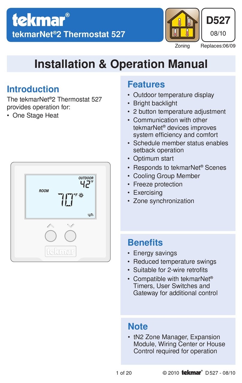 Tekmar tekmarNet2 Thermostat 530 Installation & operation manual