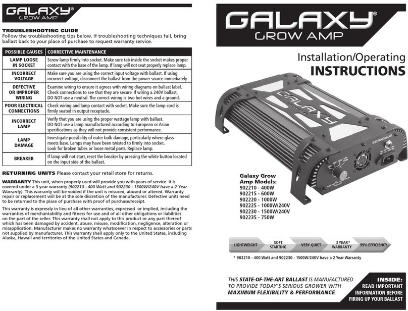 Galaxy 902210 Installation/operating