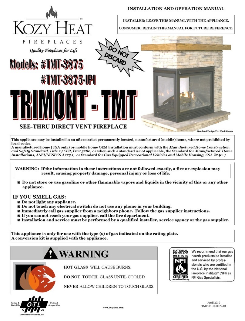 kozy heat TMT-3875 Installation and operation manual kozy heat TMT-3875 Installation and operation manual