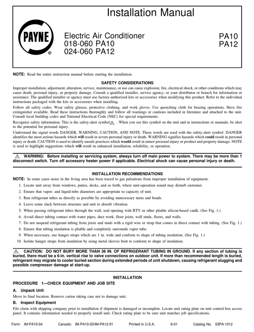 Payne 018-060 PA10 User manual