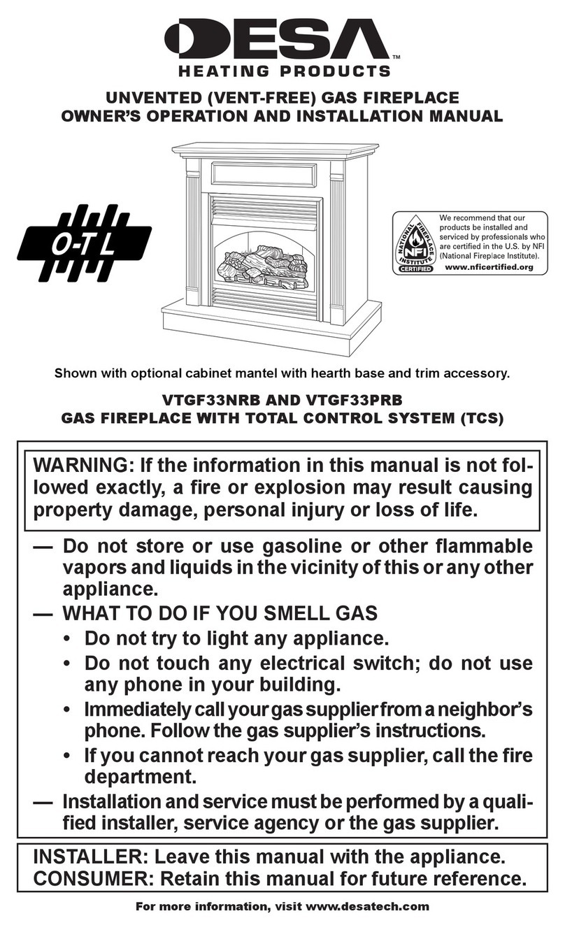 Desa VTGF33NRB OWNER'S OPERATION AND INSTALLATION MANUAL Desa VTGF33NRB OWNER'S OPERATION AND INSTALLATION MANUAL