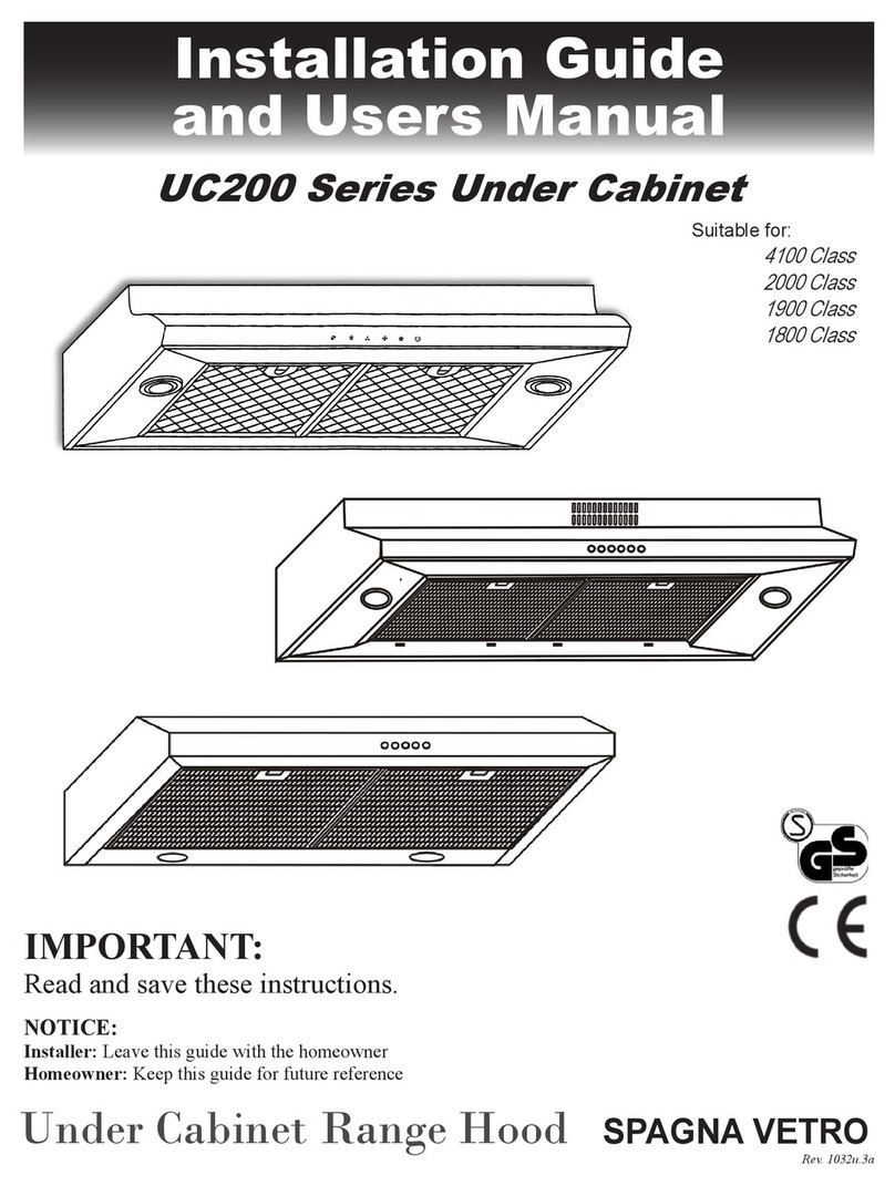 Spagna Vetro UC200 Series Installation guide and user's manual