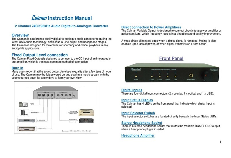 Beresford 2 Channel 24Bit/96kHz Audio Digital-to-Analogue... instruction manual